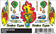 PineCar P324 Snake Eyes stick-on decal sheet for pinewood derby cars