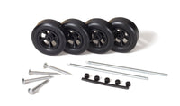 PineCar P347 four racing wheels, two one-piece axles, four nail-type axles and five hubcaps