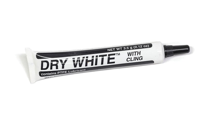 PineCar P355 Dry White with Cling PTFE lubricant tube labeled 3.5 g net contents