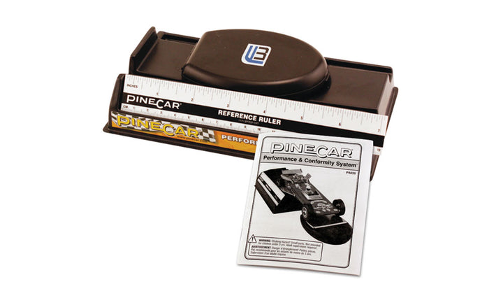 PineCar P4035 digital scale, conformity gauge, reference ruler and instruction booklet