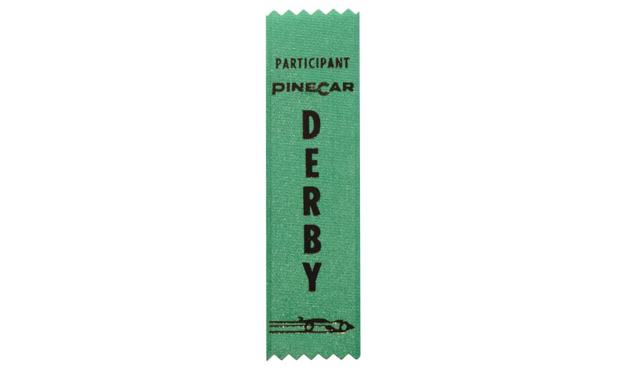 PineCar P426 green Derby participant ribbon