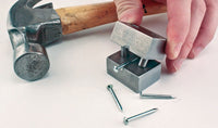 P4612 tool demonstrated with nail-type axles and hammer; axles and hammer not included
