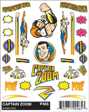 PineCar P465 Captain Zoom superhero-themed stick-on decal sheet