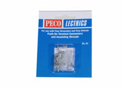 PECO PL-31 retail pack containing metal push-on connectors and clear insulating shrouds