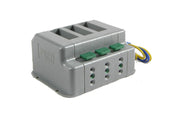 PECO PL-50 three-position switch module, front view with spring wire clamps