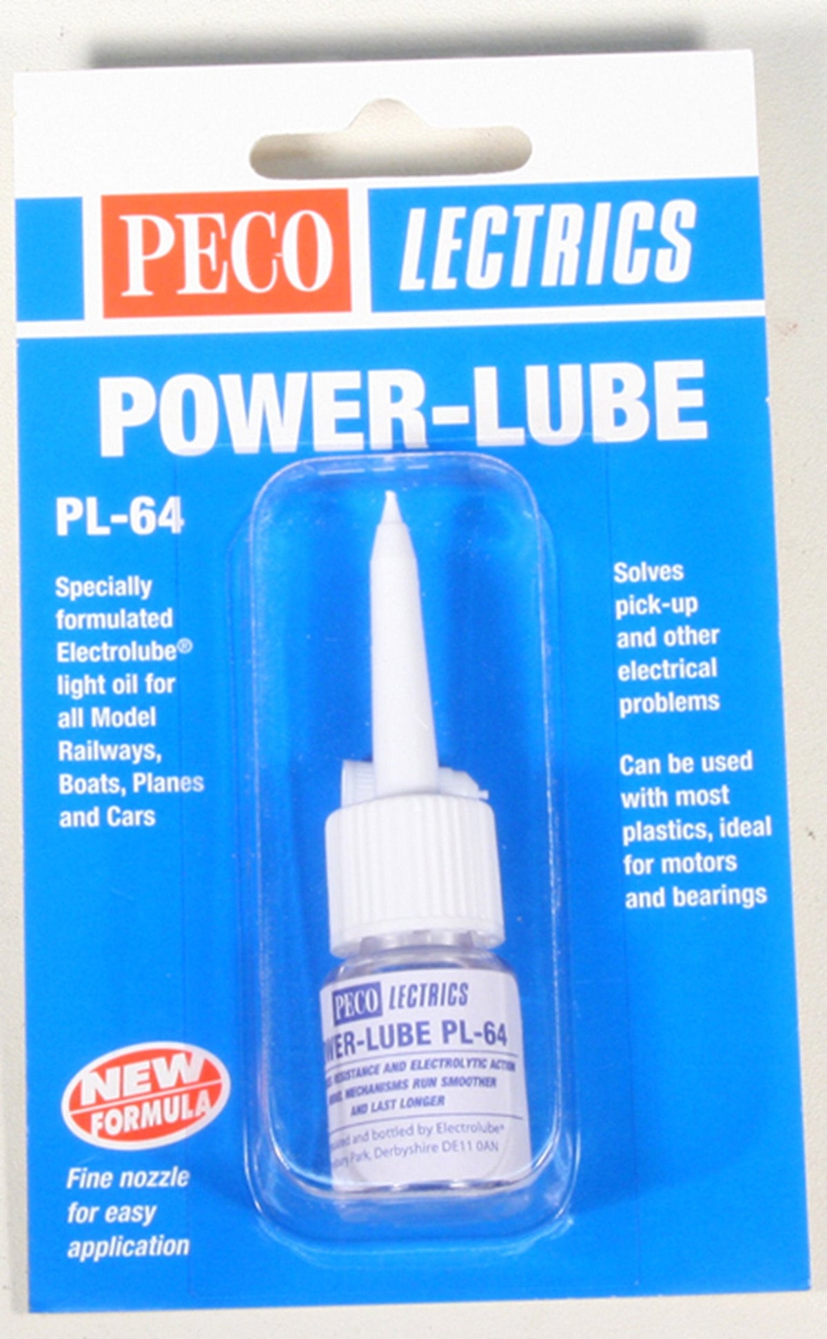 PECO PL-64 Power-Lube bottle in its labeled retail blister pack