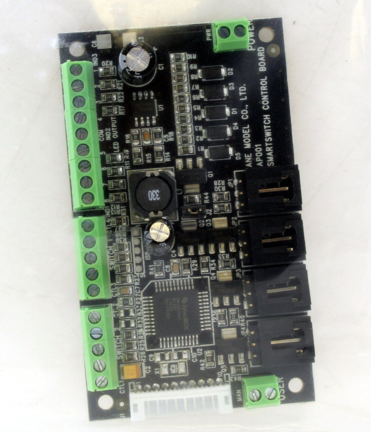 PECO PLS-120 SmartSwitch control circuit board showing terminals and servo connections