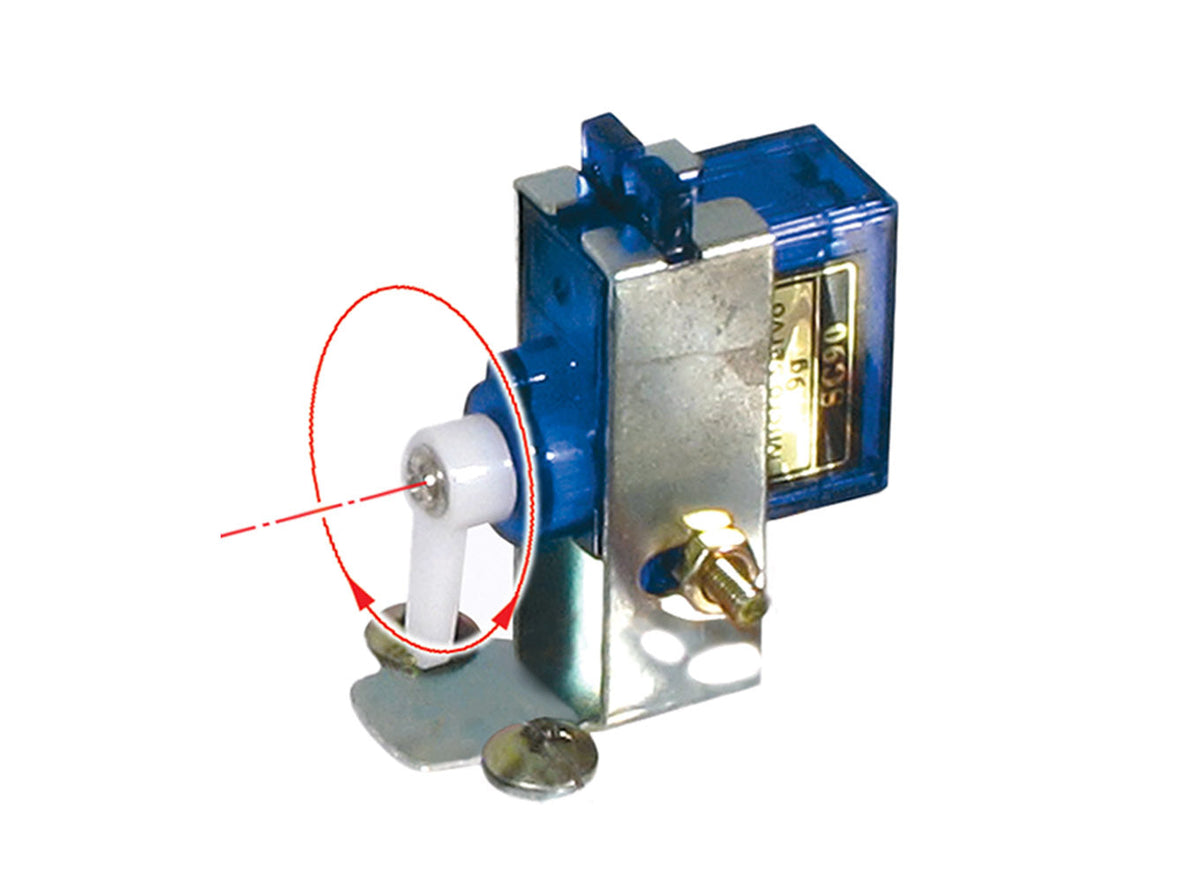 PECO PLS-125 SmartSwitch servo with mounting bracket and operating wire