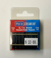 Exact PECO SL-116 HO/OO transition-track package labeled Code 83 and Code 100