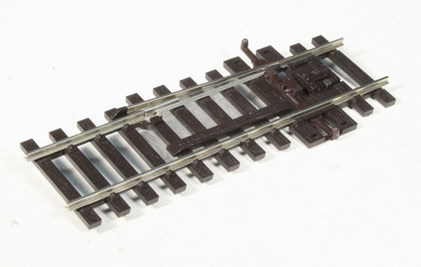 PECO SL-184 right-hand Code 75 catch turnout in a close-up angled view