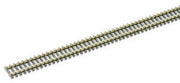 Angled view of PECO SL-300 N Code 80 wood-tie flex track; carton contains 25 lengths