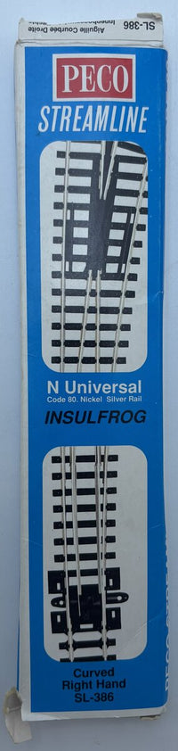 PECO SL-386 N Universal Insulfrog turnout in its retail package