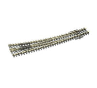 PECO SL-386 right-hand N-gauge curved turnout showing both curved routes