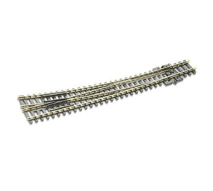PECO SL-386 right-hand N-gauge curved turnout showing both curved routes