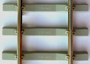 Close-up of PECO SL-702FB concrete-pattern sleeper markings and rail clips