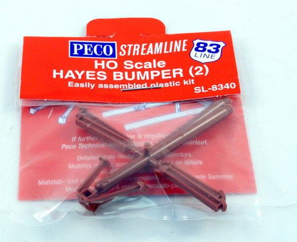 PECO SL-8340 package marked Hayes Bumper (2) with red-brown moulded parts visible