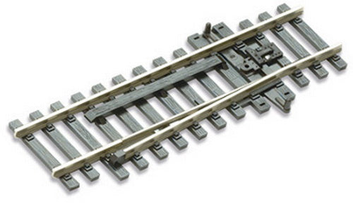 PECO SL-85 left-hand Code 100 catch turnout in an angled close-up