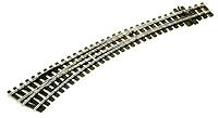 PECO SL-E1487 HOm left-hand curved turnout showing its 12 mm gauge routes