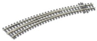 Angled view of the PECO SL-E1487 Code 75 Electrofrog curved turnout