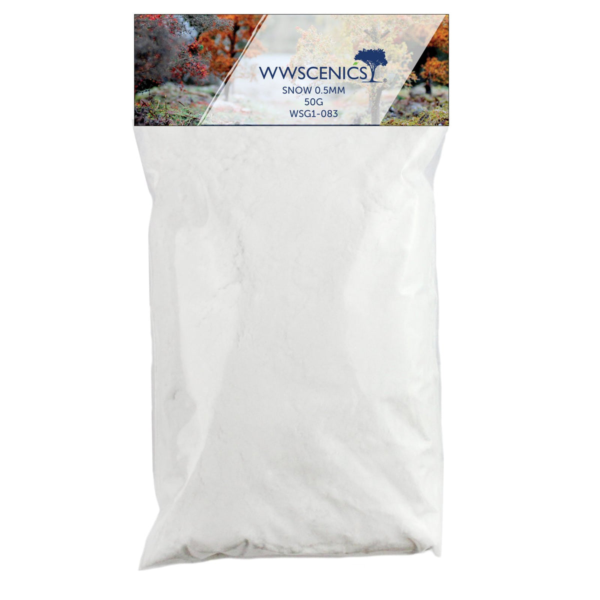 WWScenics WSG1-083 Snow 0.5 mm scenery scatter 50 g refill packaging