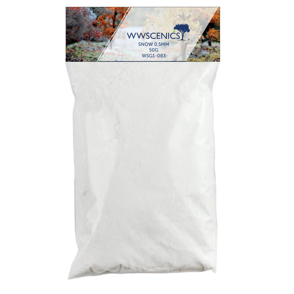 WWScenics WSG1-083 Snow 0.5 mm scenery scatter 50 g refill packaging