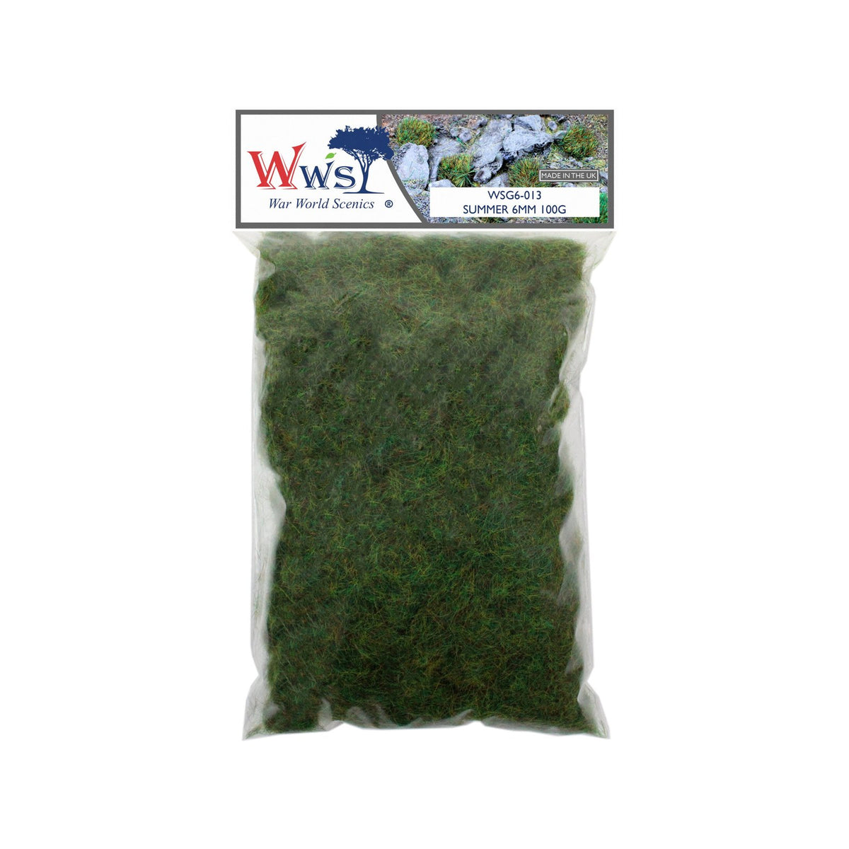 WWScenics WSG6-013 6 mm Summer Static Grass Refill – 100 g – manufacturer packaging photograph