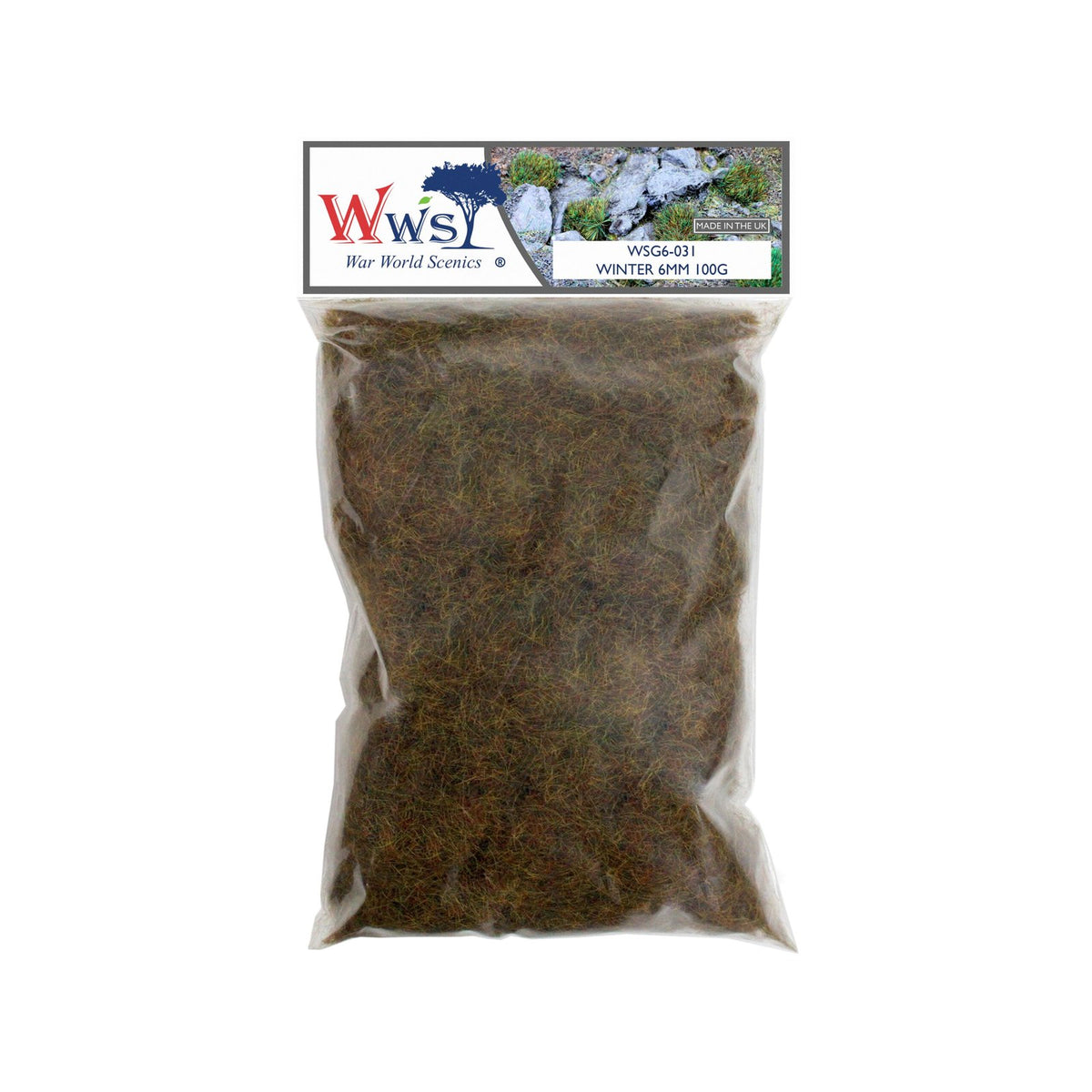 WWScenics WSG6-031 6 mm Winter Static Grass Refill – 100 g – manufacturer packaging photograph