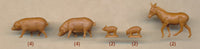 Pegasus 7052 unpainted pigs, piglets and donkey, with quantities marked beneath each pose