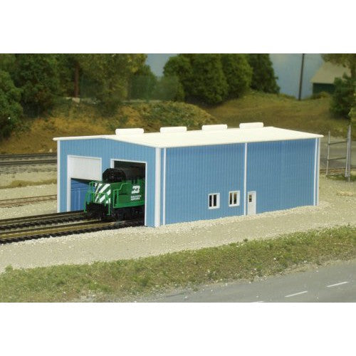 Pikestuff 2-Stall Enginehouse N Scale 40 x 80' 12.2 x 24.4m (blue) — exact product view