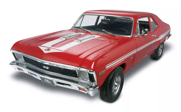 Revell 85-4423 1969 Chevy Nova Yenko assembled red model with white Yenko stripes