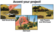 Scene-A-Rama SP4124 Desert Plants, manufacturer application illustration; completed scene not included