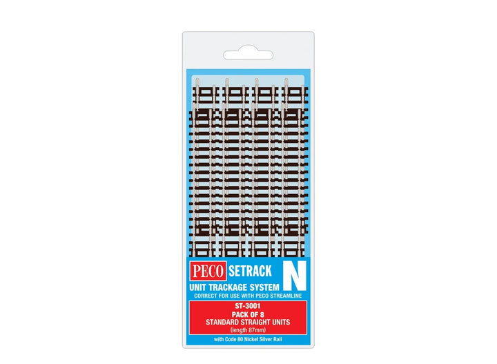 PECO ST-3001 N Setrack Code 80 Standard Straight – 8 Pack