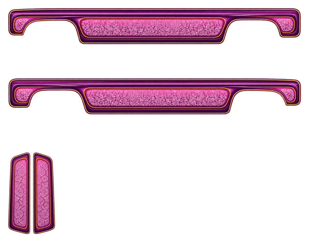 Original Purple & Pink Sunset Boulevard actual printable artwork: two opposite sides and paired hood panels; enlarged preview