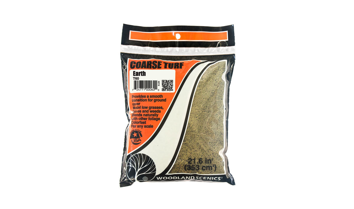 Woodland Scenics T60 Earth Coarse Turf, 21.6 Cubic Inch Bag– product image