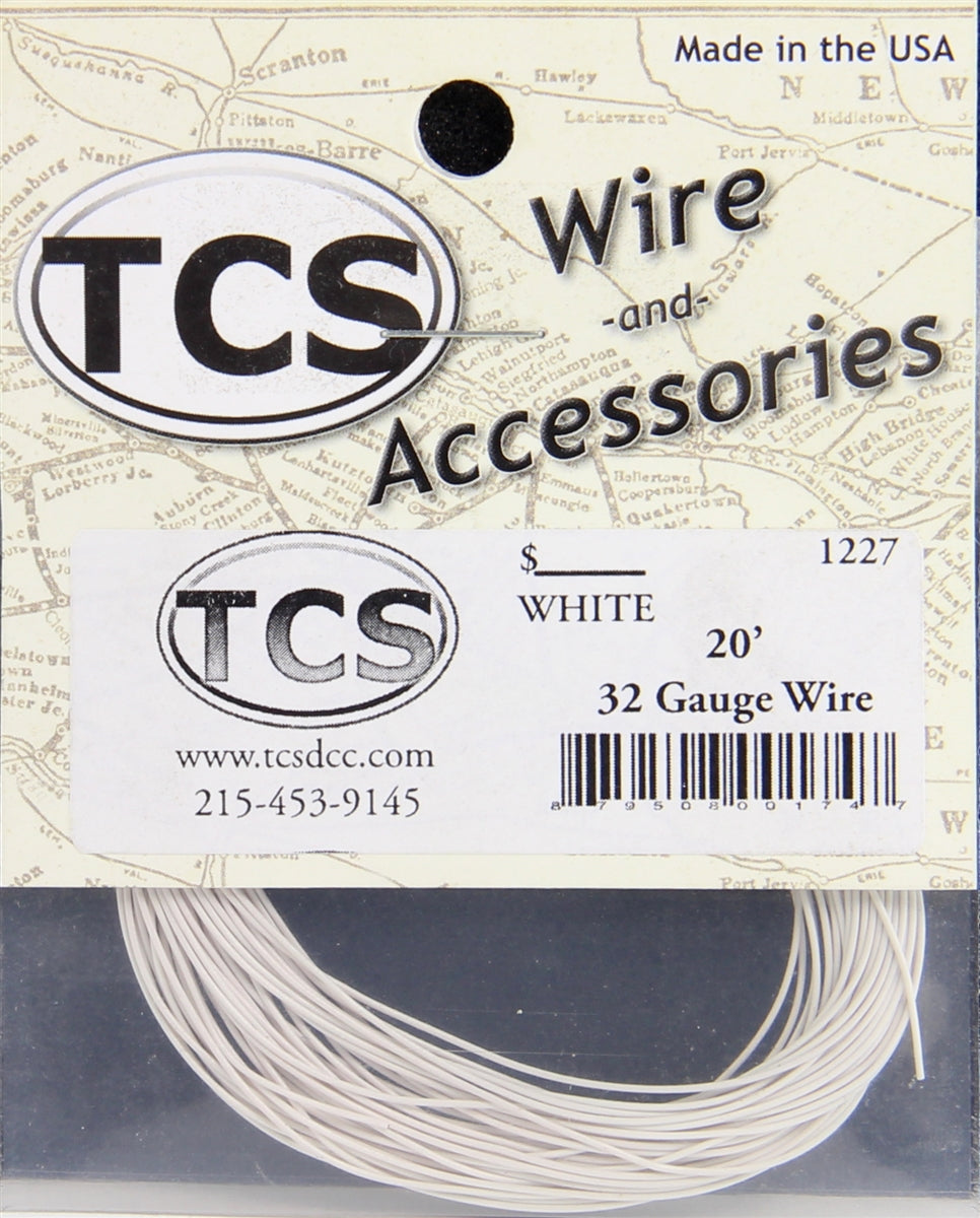Train Control Systems 1227 20' 32 Gauge Wire, White — exact product view
