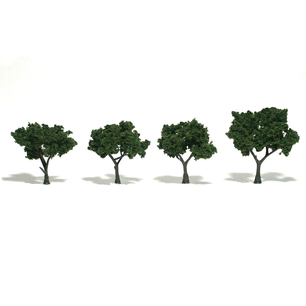 Woodland Scenics TR1504 Medium Green Trees, set of 4 ready-made model trees.