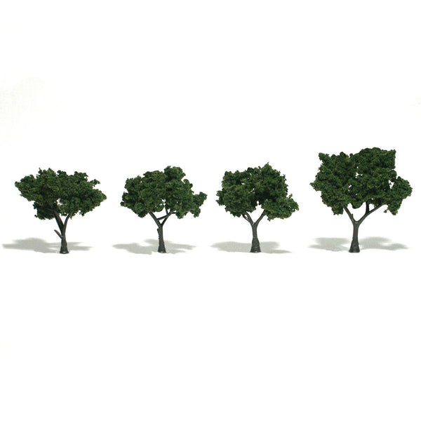 Woodland Scenics TR1504 Medium Green Trees, set of 4 ready-made model trees.