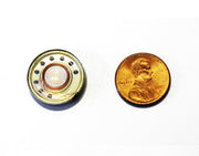 SoundTraxx 810053 20 mm round speaker beside a coin for size comparison; coin not included