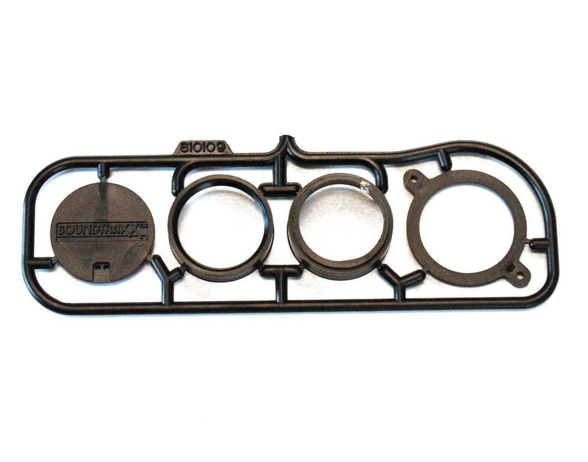 SoundTraxx 810109 20 mm baffle kit components on their sprue