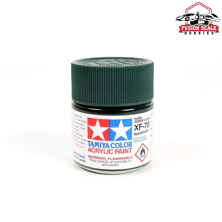 Tamiya Acrylic XF-70 Dark Green 23 mL – TAM81370 — exact Tamiya product photo