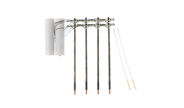 Woodland Scenics US2266 actual four poles, line spool and guy wires