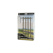 Woodland Scenics US2280 O Scale Single Crossbar Pre-Wired Utility Poles (4)– product image 1