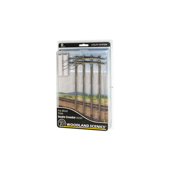 Woodland Scenics US2281 O Scale Pre-Wired Poles Double Crossbar actual product photograph 1