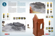Solution Book 09 sample pages 22 and 23 showing base colors for brick buildings