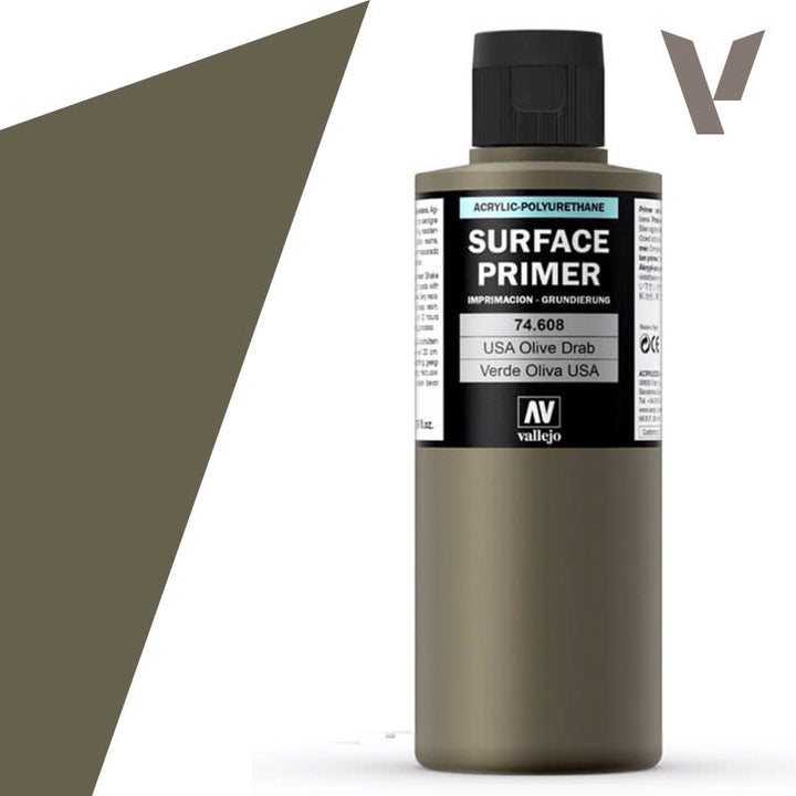 Vallejo Surface Primer USA Olive Drab, 200 ml – 74.608 exact product photo