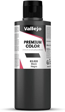 Vallejo Premium Color 63.020 Black 200 ml paint bottle