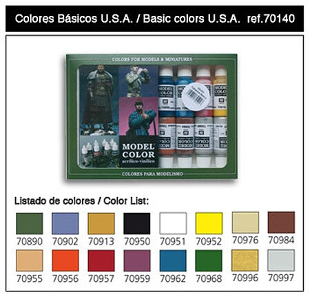 Vallejo BASIC COLORS USA (16) (VLJ70140)
