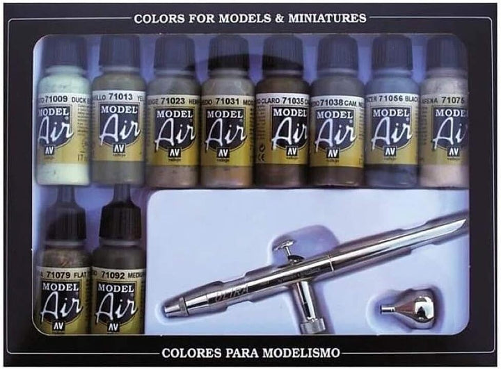 Vallejo 71.168 Camouflage Model Air Colors with Ultra airbrush set