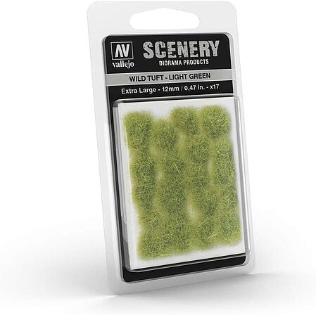 Vallejo SC426 Wild Tuft Light Green – Extra Large 12 mm, 17 Pieces in manufacturer packaging