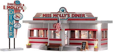 Woodland Scenics BR4956 Miss Molly's Diner assembled N scale building with detached sign